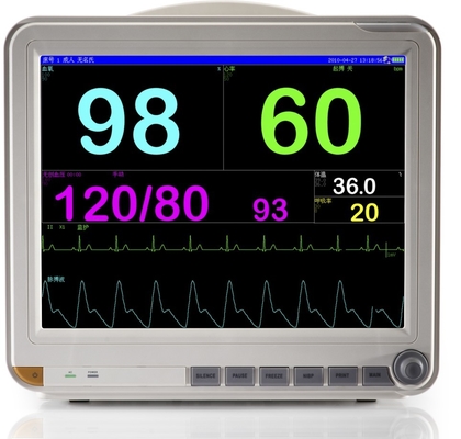 Moniteur patient de multiparamètre portatif de 15 pouces avec ECG, RESP, NIBP, la température, heure